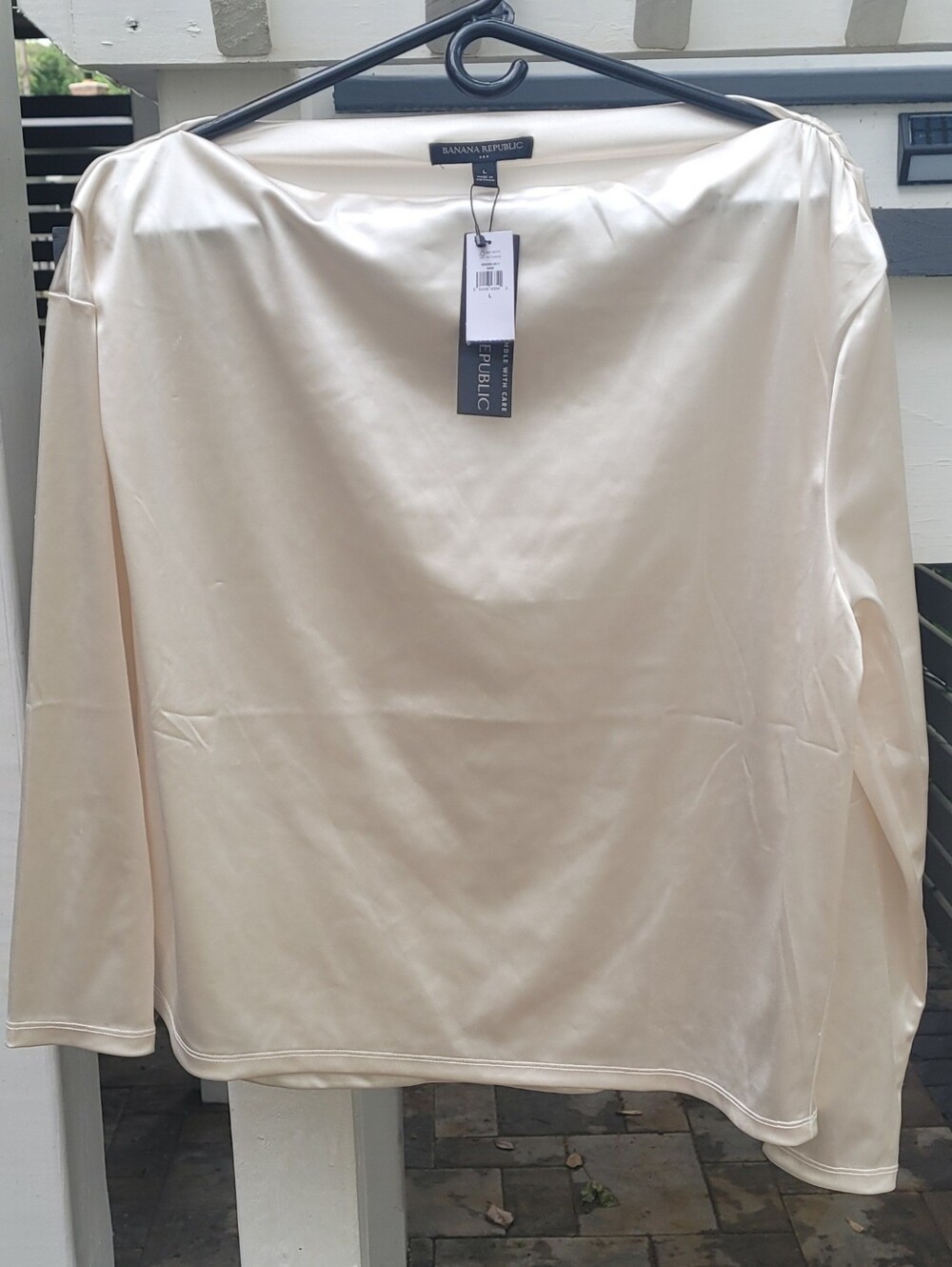 Banana Republic Satin Boatneck Top - Ivory Cream